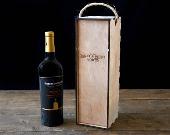 Engraved Wooden Wine Box, Wine bottle box, engraved wine box, wooden wine holder, custom wine box, wood box, custom engraving, wood box