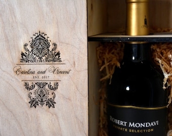 Engraved Wooden Wine Box: Custom Wine Bottle Gift