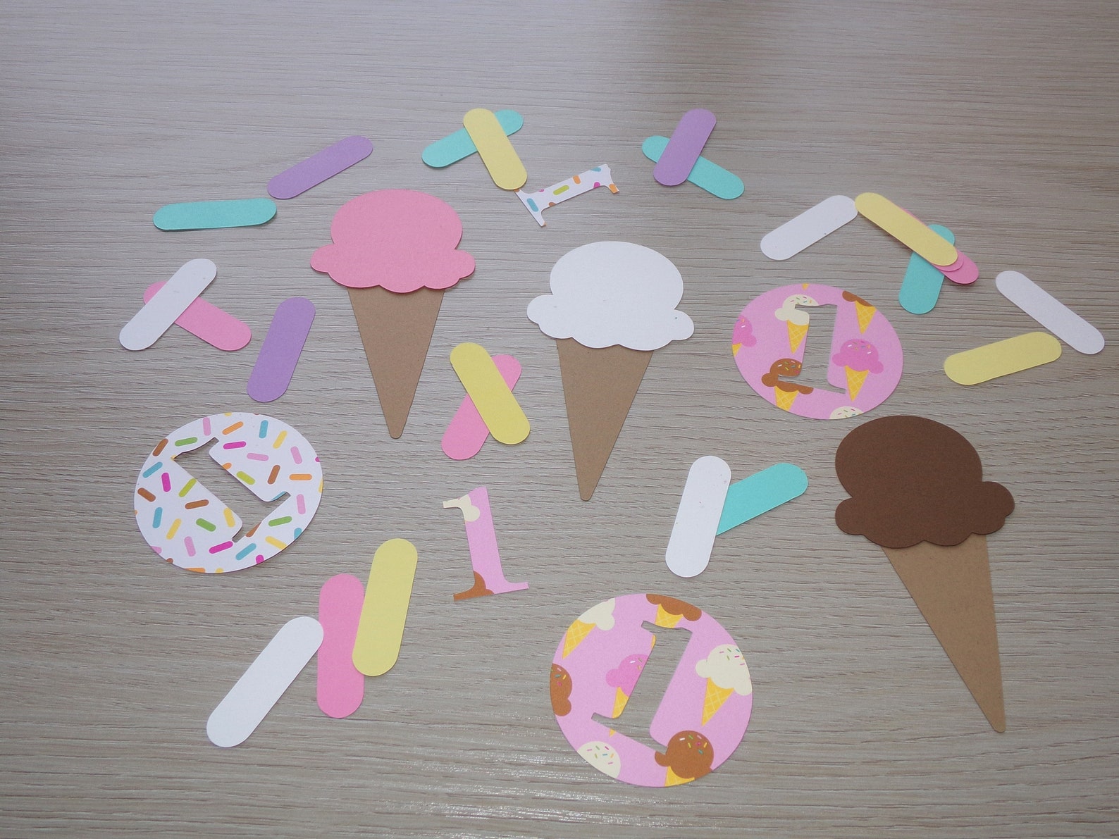 Ice Cream 1st Birthday Confetti Ice Cream Cones 1's Pink Etsy
