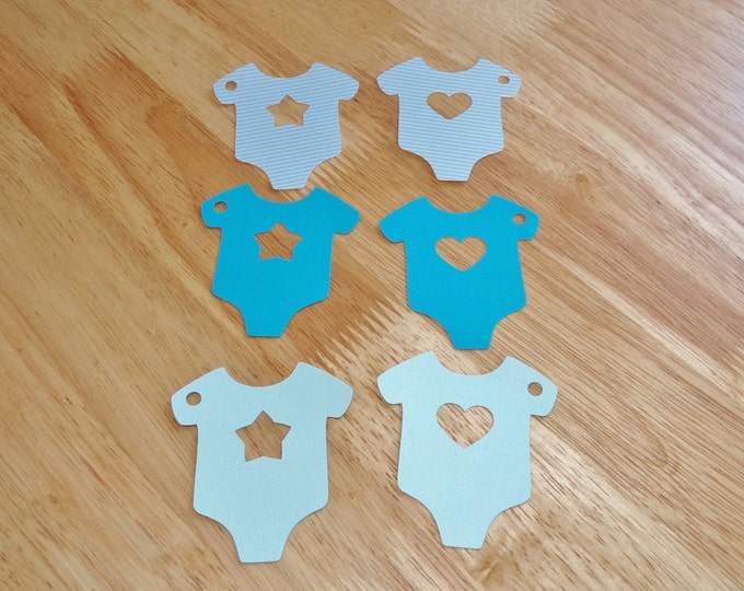 Die Cut Baby Shower One Piece Romper Blue Baby Tags for Baby Etsy