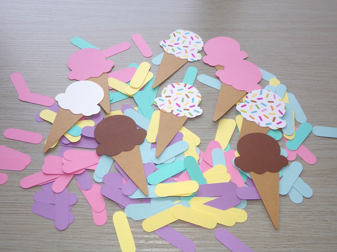 Ice Cream Birthday Confetti Ice Cream Cones Sprinkle Cone, Pink, Purple