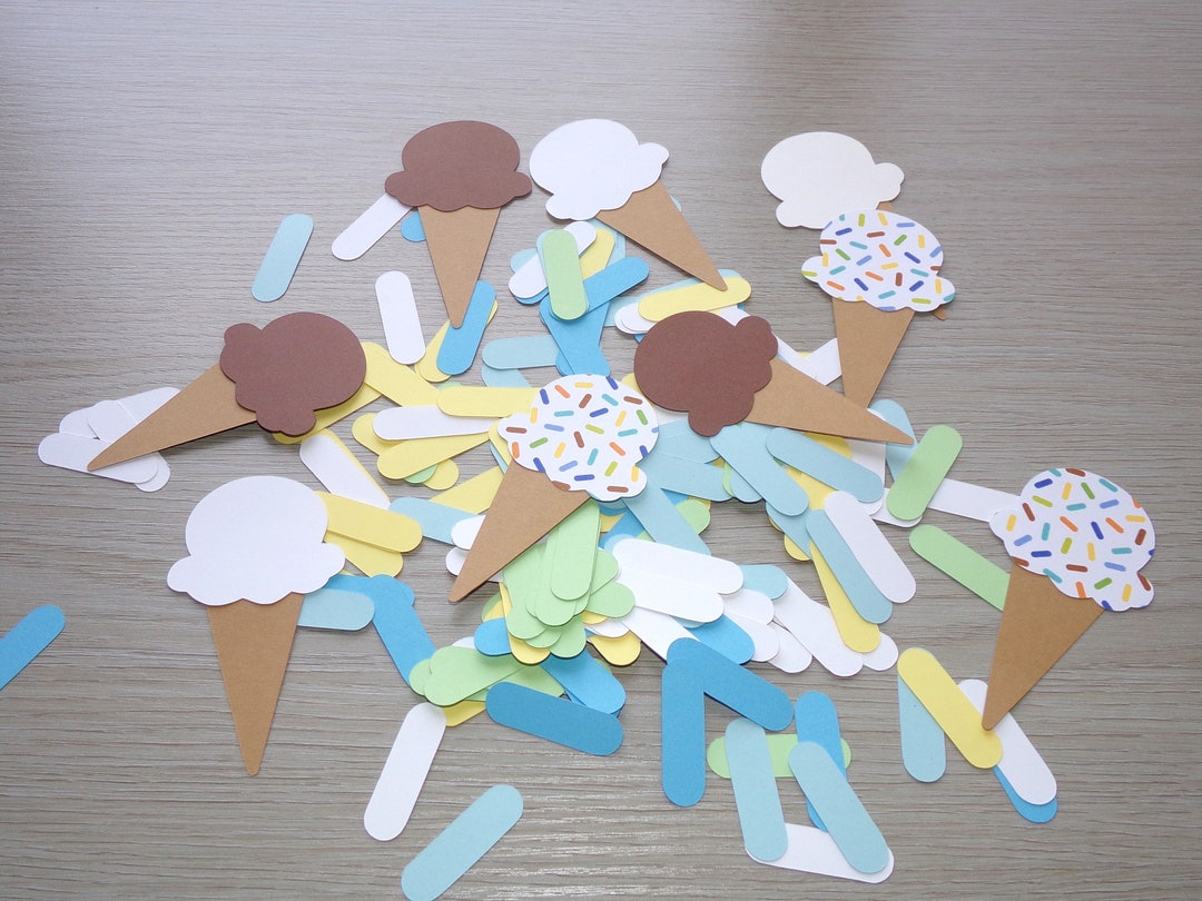 Ice Cream Birthday Confetti Ice Cream Cones Sprinkle Cone, Blue, White