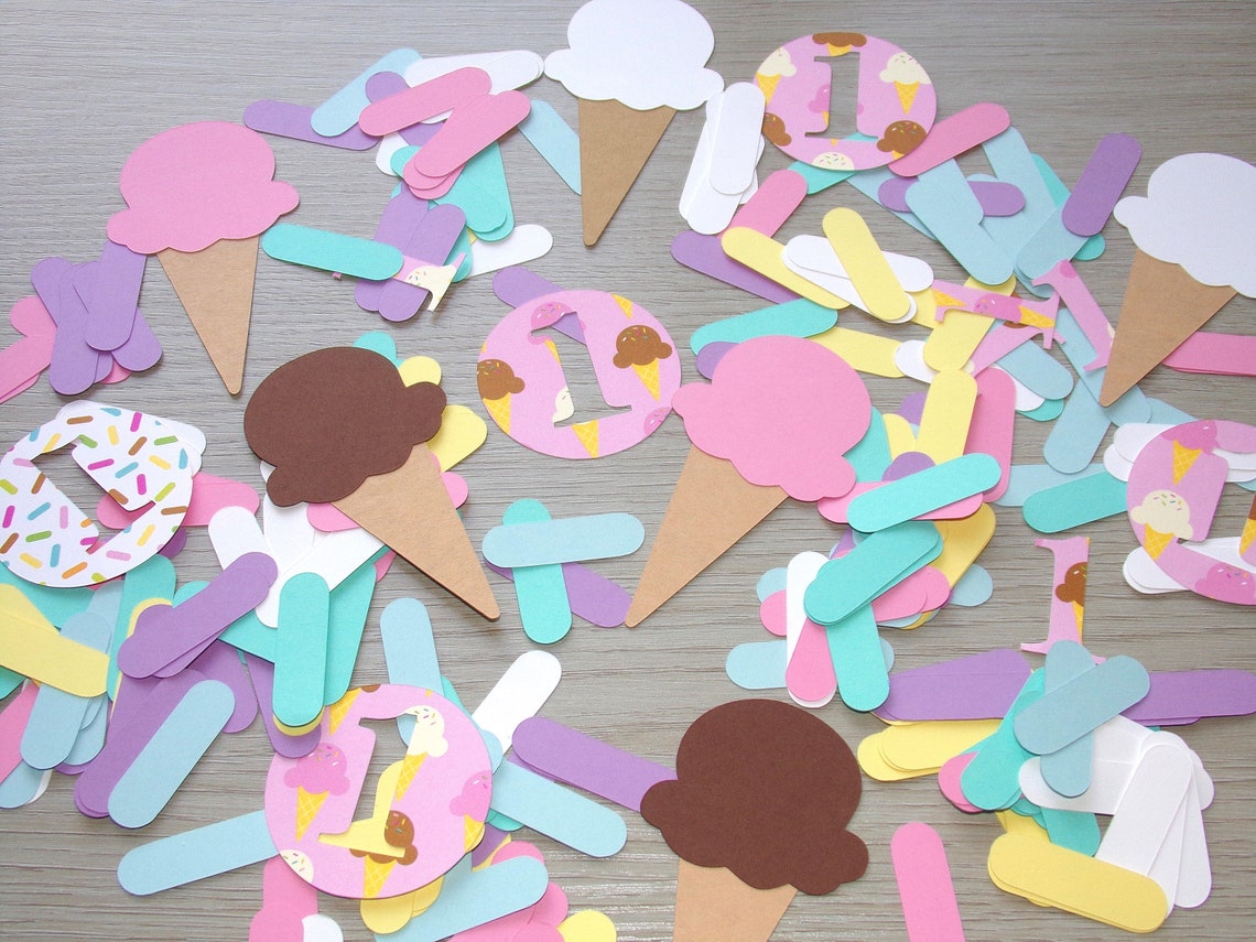 Ice Cream 1st Birthday Confetti Ice Cream Cones 1's Pink Etsy