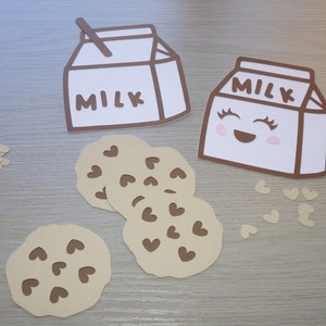 Chocolate Milk and Cookies Birthday Party Milk and Chocolate Chip Cookies Cardstock 16 Cut outs Milk and Cookie Party Milk Cartons