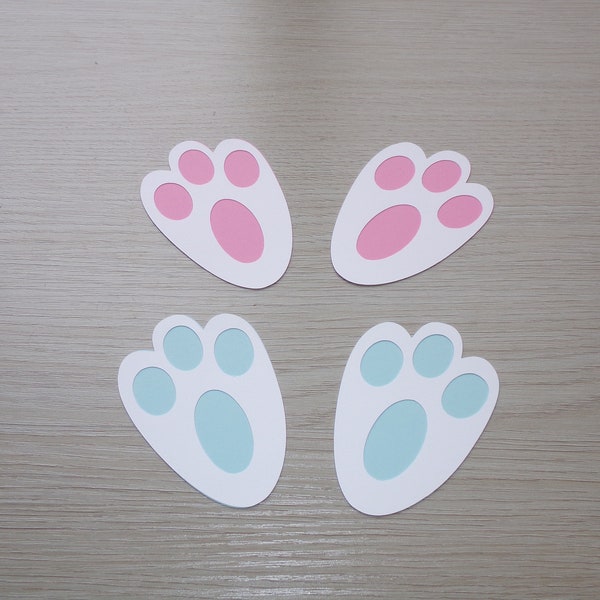 Easter Bunny Paw Prints Pink, Pastel Blue and White 2.5 inch by 3.5 inch Easter Bunny Footprints Some Bunny is One Easter Baby Shower