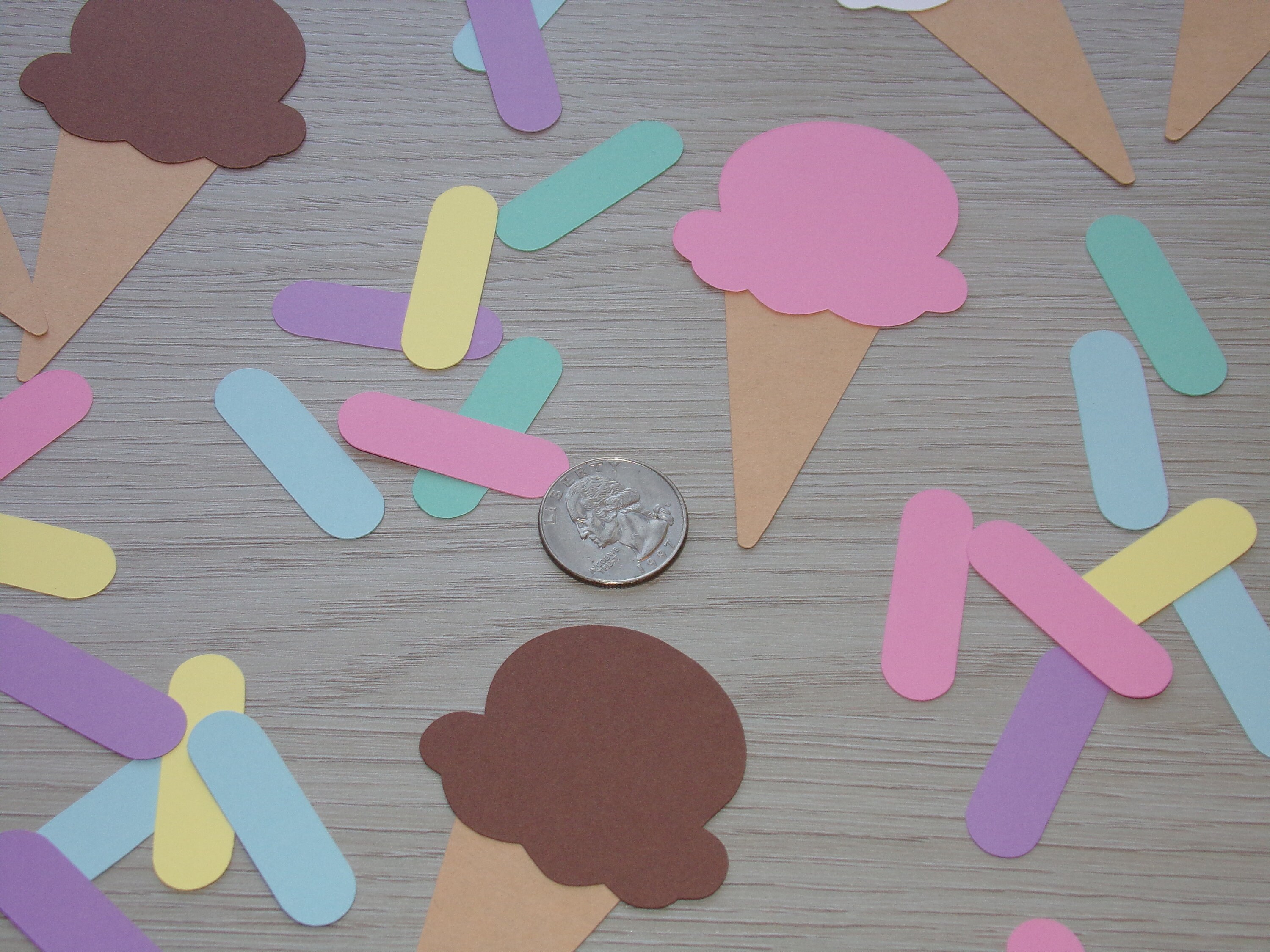Ice Cream Birthday Confetti Ice Cream Cones Pink Blue and Etsy