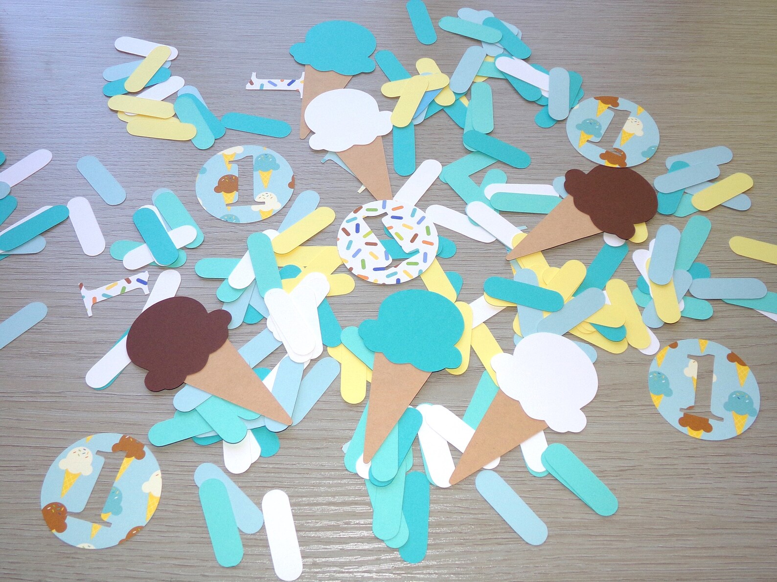 Ice Cream 1st Birthday Confetti Ice Cream Cones 1's Blue Etsy