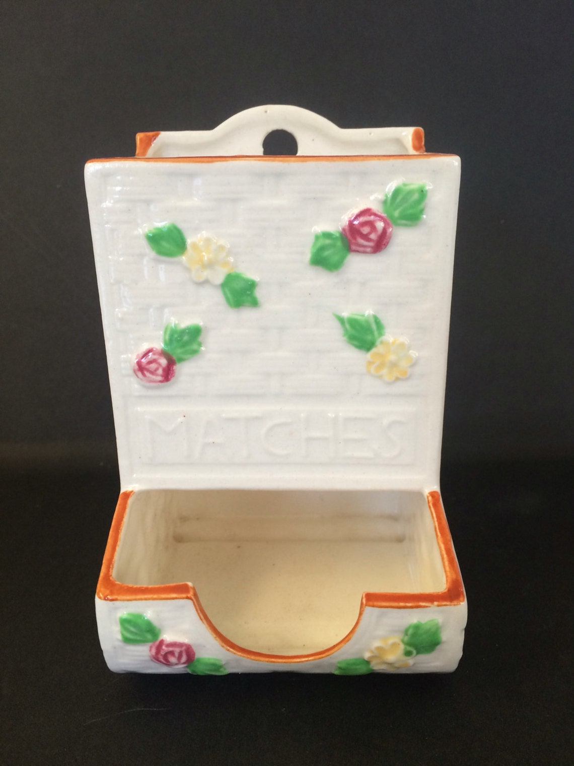 Vintage Ceramic Match Box Holder Etsy