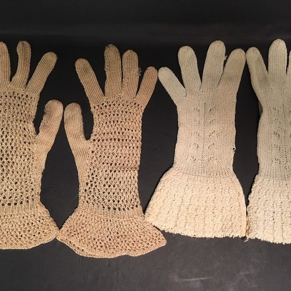 Vintage Ladies Crocheted Mesh Gloves