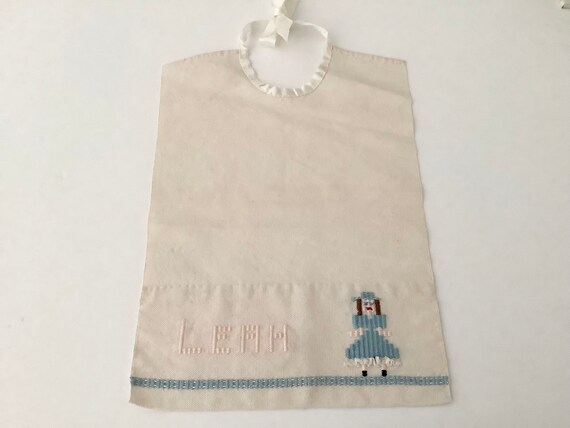 Hand Made Personalized Embroidered Bib With The Name “ Leah”