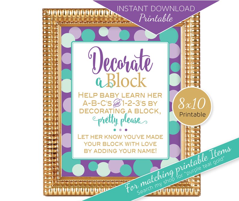 Block Decorating Baby Shower Activity Printables 8x10 - Etsy