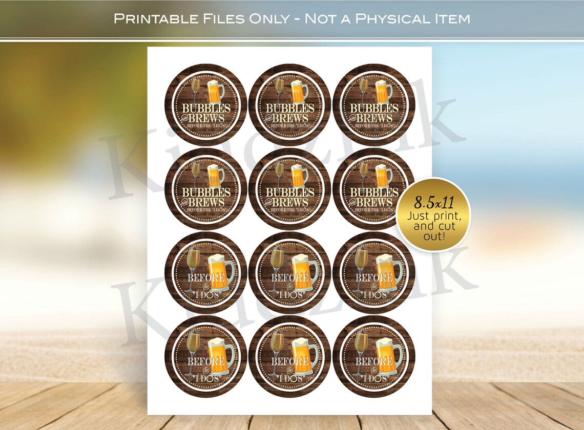Bubbles and Brews Before the I Dos Round Cupcake Toppers Etsy France