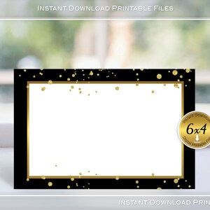 Note Cards 4x6 Flat | Gold Confetti on Black | Share Memory Cards | Menu Cards | Wedding | Birthday | INSTANT Digital DOWNLOAD