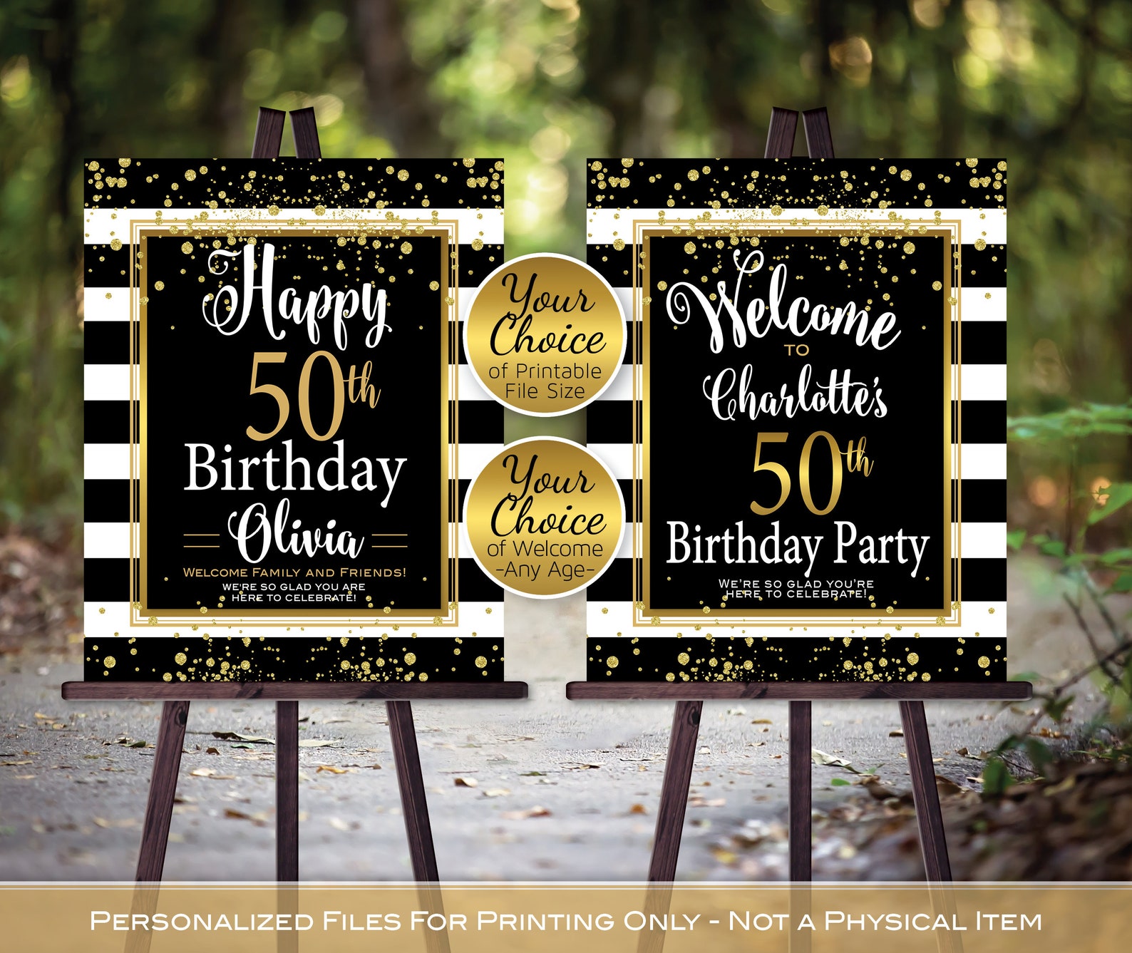 Birthday Welcome Sign Printable Black White Stripes With | Etsy