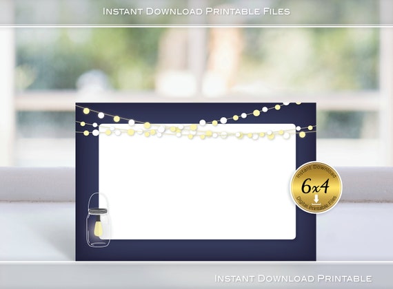 Note Cards 4x6 Flat | Share Memory Cards | Garland Lights | Lantern and  Garland | Navy | Birthday | Printable | INSTANT Digital DOWNLOAD
