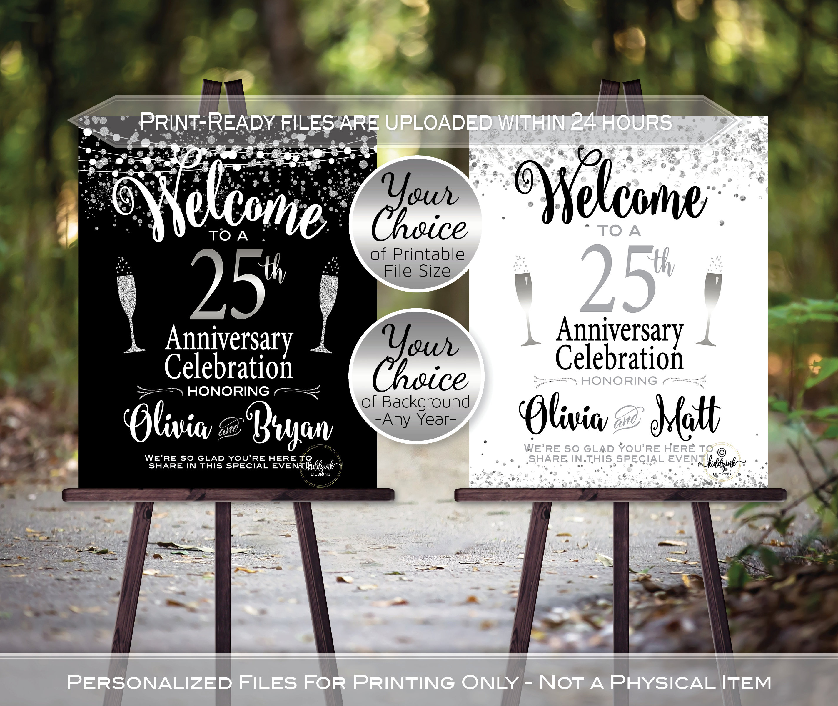 Personalized Anniversary Welcome Sign: Any Year With Silver