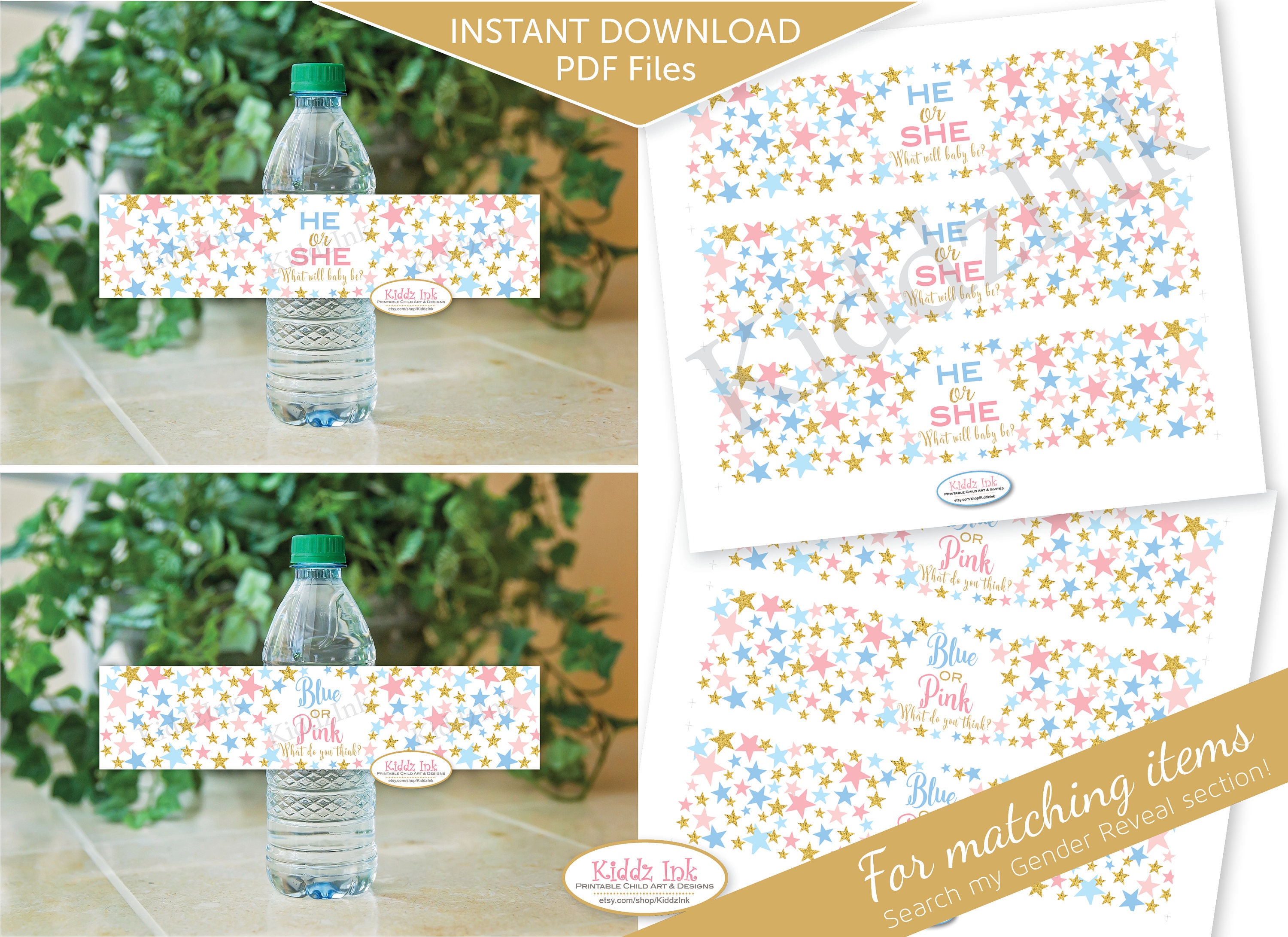 Gender Reveal Party Printable Water Bottle Labels 8.5 | Etsy