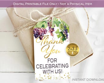 Vineyard Grapes Thank You Favor Tags | 2x3.5" (Digital Download)