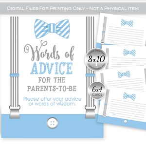 Little Man Advice for Parents to Be | Baby Shower | Baby Blue and Gray | 8x10 Sign and 6x4 Message Card | INSTANT DOWNLOAD Digital Files