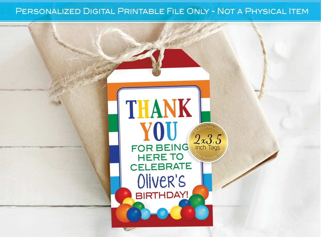 Bouncy Balls Personalized Favor Tags: 2x3.5