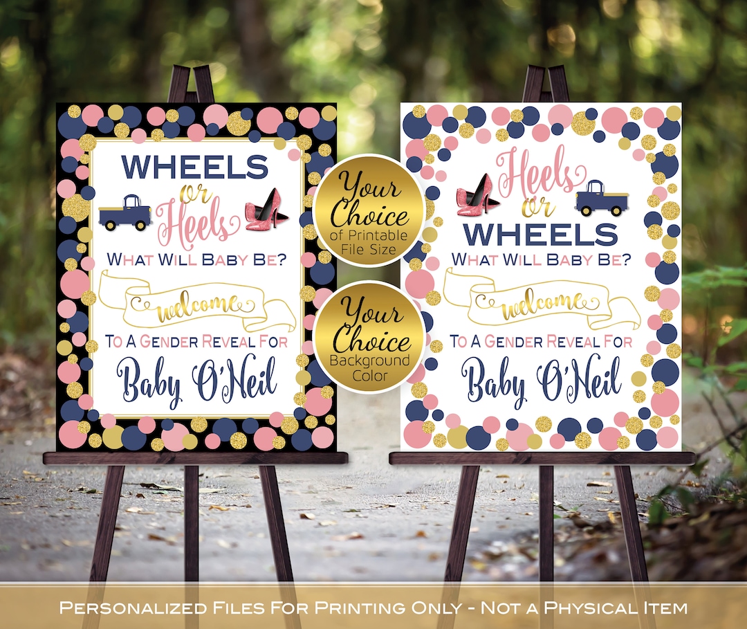 Gender Reveal Wheels or Heels Heels or Wheels Sign Printables