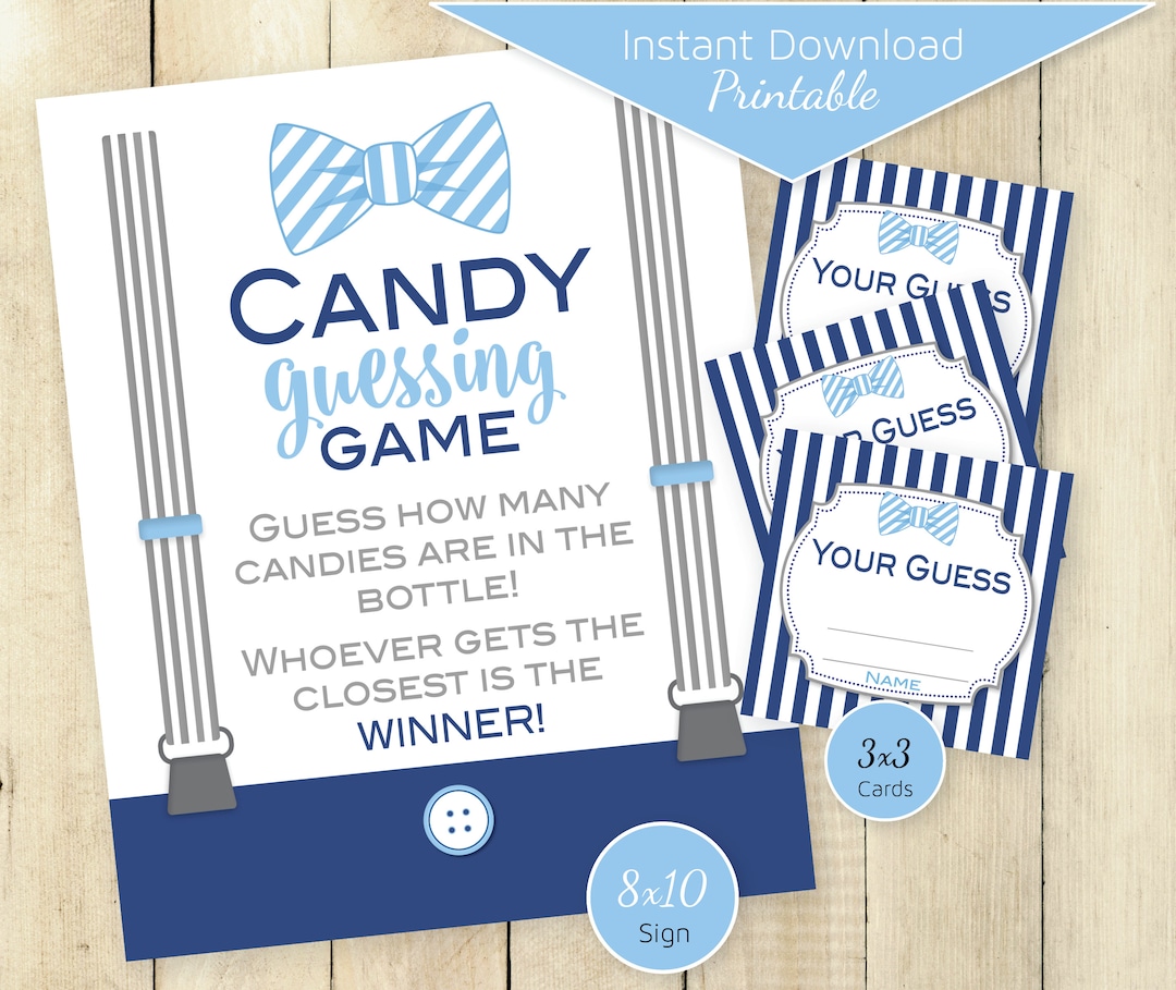 Candy Guessing Game Baby Shower Printables 8x10 Table Sign | 3x3 Cards ...