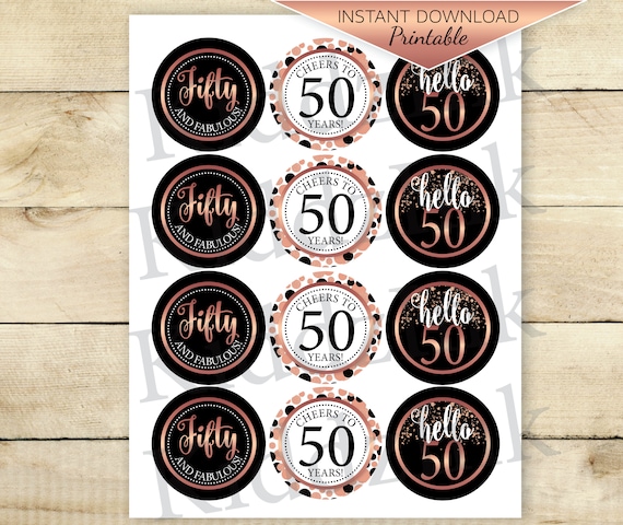 Cupcake-Toppers Zum 50. Geburtstag – 36 Stück „Hello 50“ & „Cheers To 50“ Deko-Picks In Roségold | Kuchendekoration Für Jubiläum & Party