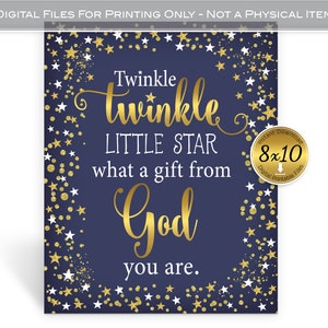 Twinkle Star Gift from God Nursery Print: Navy, White, Gold (8x10 Digital Download)