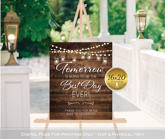 Rehearsal Dinner Sign: Rustic Garland & Mason Jars (16x20 Printable Digital Download)