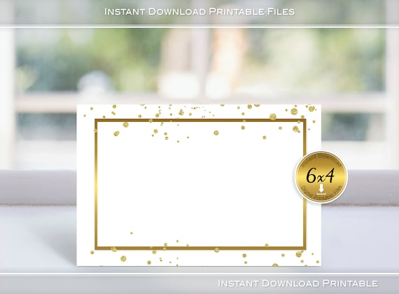 Note Cards 4x6 Flat | Gold Confetti on White | Share Memory Cards | Menu  Cards | Wedding | Birthday | INSTANT Digital DOWNLOAD