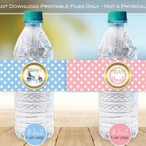 Putters or Pearls Gender Reveal Water Bottle Printable Labels | 8.5" x 2" | Pink Blue | Girl or Boy | Golf | Digital INSTANT DOWNLOAD