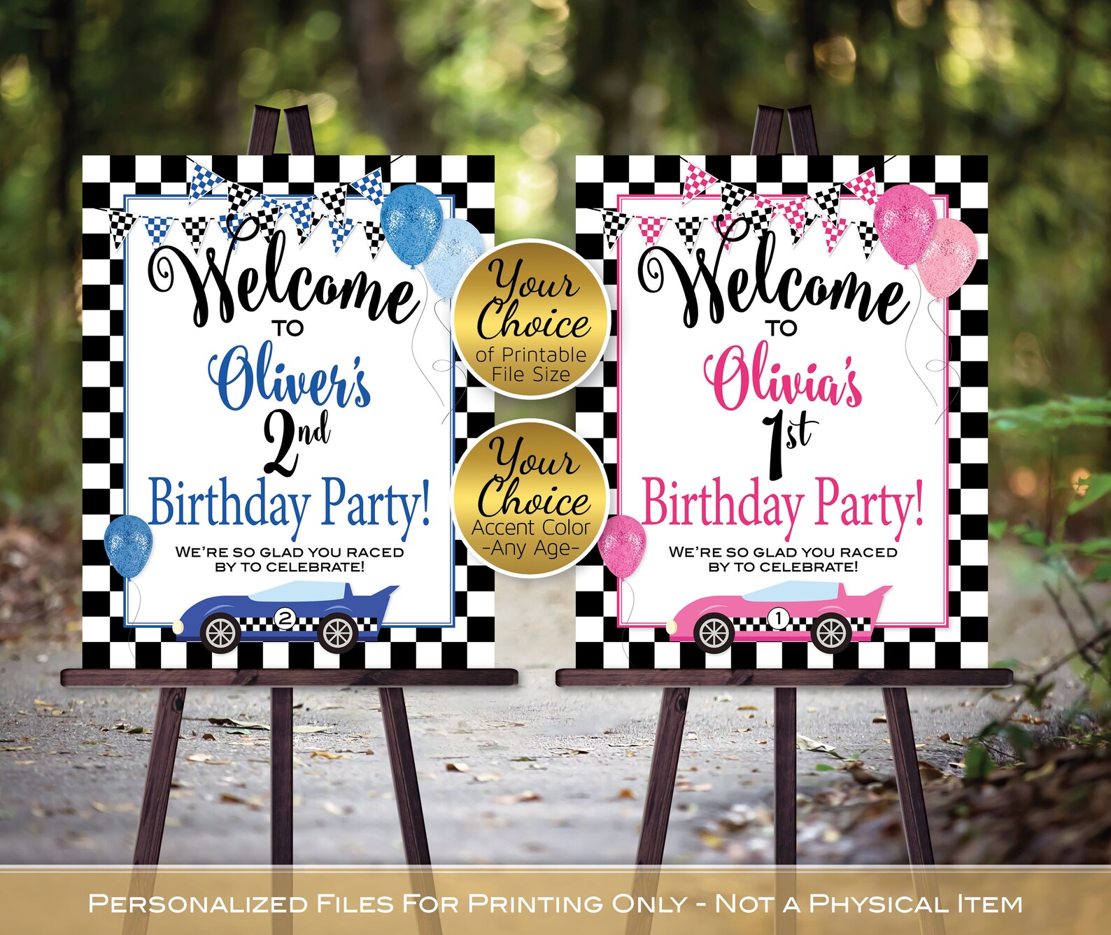 Welcome Racing Check Racecar Birthday Welcome Sign Printable | Black White Racing Checks ...