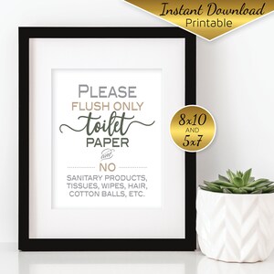 Septic System Do Not Flush | Flush Only Toilet Paper Bathroom Printable Sign | 8x10 | 5x7 | Cabin or House Decor | DIGITAL INSTANT DOWNLOAD