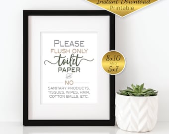 Septic System Do Not Flush | Flush Only Toilet Paper Bathroom Printable Sign | 8x10 | 5x7 | Cabin or House Decor | DIGITAL INSTANT DOWNLOAD