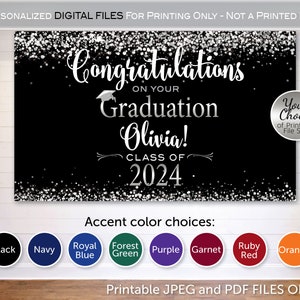 Graduation Congratulations Welcome Backdrop Banner Print-Ready File | Class of | Personalized | Silver Confetti | DIGITAL PRINTABLE FILES