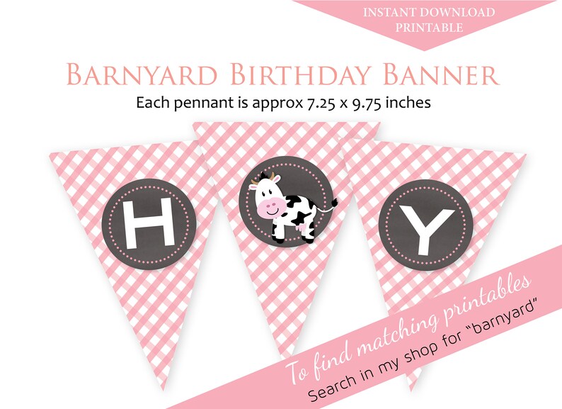 Happy Birthday Printable Pennant Banner Barnyard Theme With - Etsy