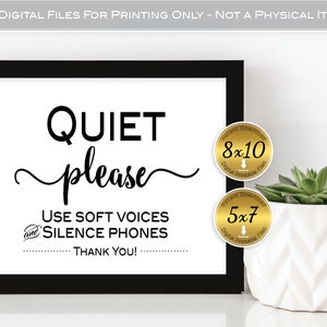 Quiet Please Printable Sign | 8x10 and 5x7 | Office Decor | Use Soft Voices | Silence Phones | Landscape | DIGITAL INSTANT DOWNLOAD