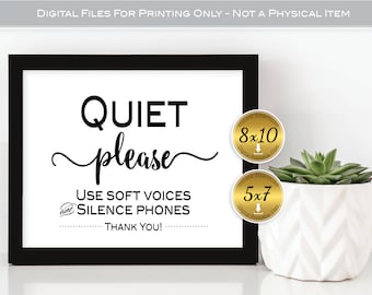 Quiet Please Printable Sign | 8x10 and 5x7 | Office Decor | Use Soft Voices | Silence Phones | Landscape | DIGITAL INSTANT DOWNLOAD