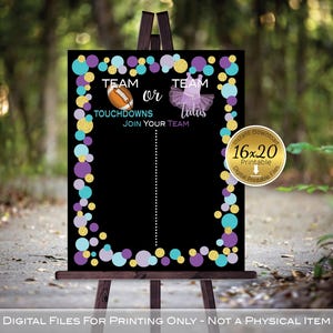 Team Touchdowns or Team Tutus Gender Reveal Printable | Cast Your Vote | Boy or Girl | 16x20 | Purple Teal Gold | DIGITAL INSTANT DOWNLOAD