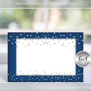 Note Cards 4x6 Flat | Denim and Diamonds | Menu Cards | Wedding | Birthday | Bridal Shower | Printable | INSTANT Digital DOWNLOAD
