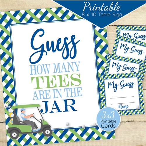 Golf Theme Guess How Many Tees Game 8x10 Printable Table Sign - Etsy