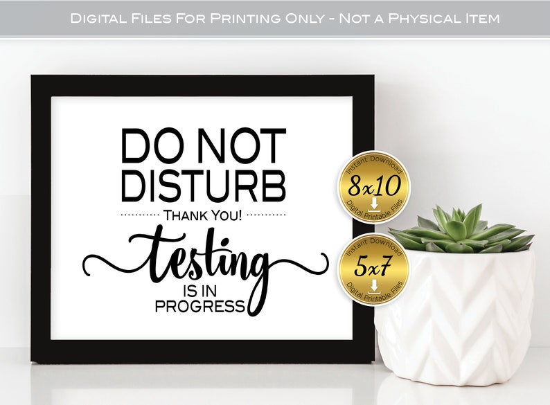 Do Not Disturb Testing in Progress Printable Sign 8x10 and 5x7 School ...