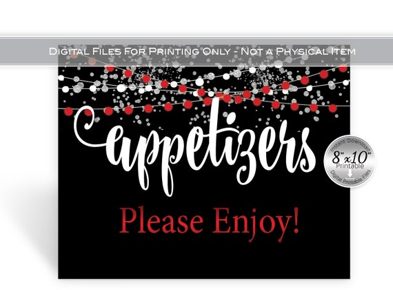 Appetizers Table Sign 8x10 Printable Birthday Garland | Etsy