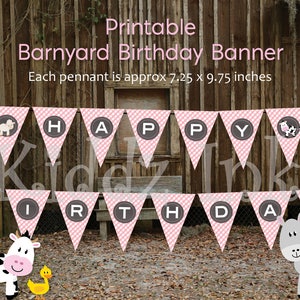 Happy Birthday Printable Pennant Banner | Barnyard Theme With Farm ...