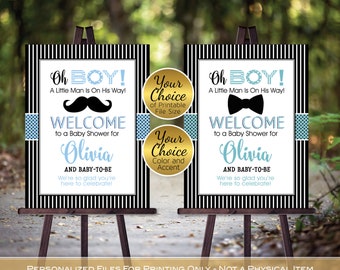 FOZEE Little Man Banner With Mustache & Bow Tie - Boy Baby Shower Or 1st Birthday Decoration Banner In Gold Glitter - View #6