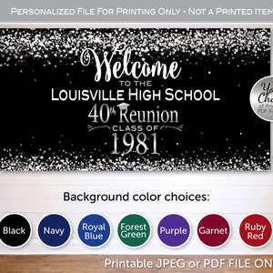 Class Reunion Welcome Backdrop Banner Print-Ready File | Class of | Personalized | Any Year | Silver Confetti | DIGITAL PRINTABLE FILES