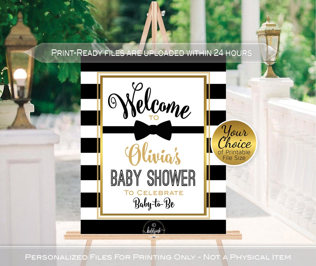 Black Tie Little Man Baby Shower | Black and Gold (personalized Digital