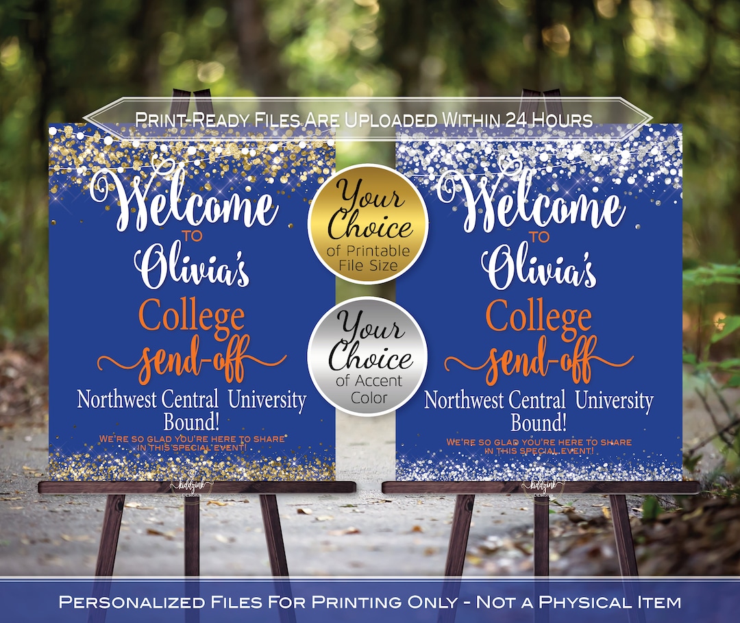 College Send off Party Personalized Welcome Sign Printable | Royal Blue ...