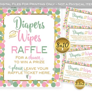 Diapers and Wipes Raffle 8x10 Sign and 3.5x2 Tickets Gender - Etsy