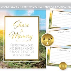 Share a Memory Printable 8x10 Sign and 4x6 Card Set | Celebration of Life | Words of Love | Funeral | Birthday | INSTANT DOWNLOAD